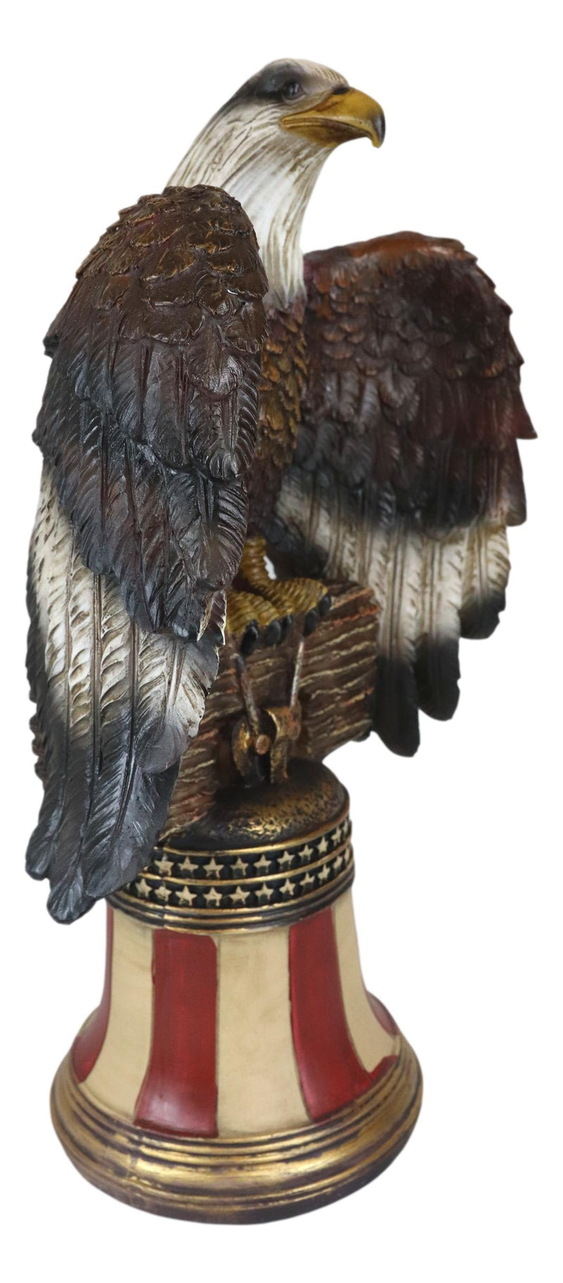 Independence Day American Glorious Bald Eagle Perching On Liberty Bell Figurine