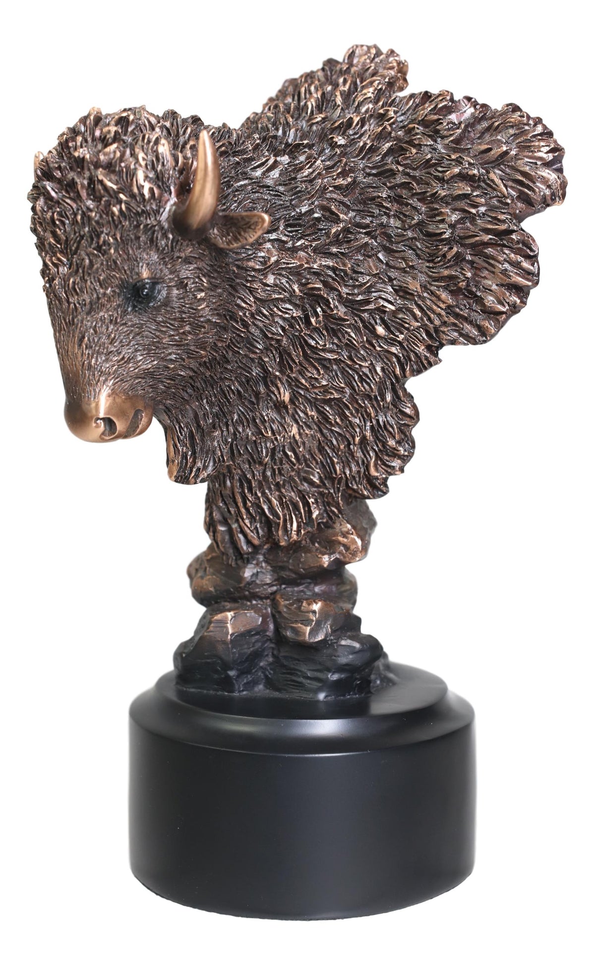 Ebros Rustic Southwestern American Bison Bust Electroplated Bronze Finish Statue - Ebros Gift