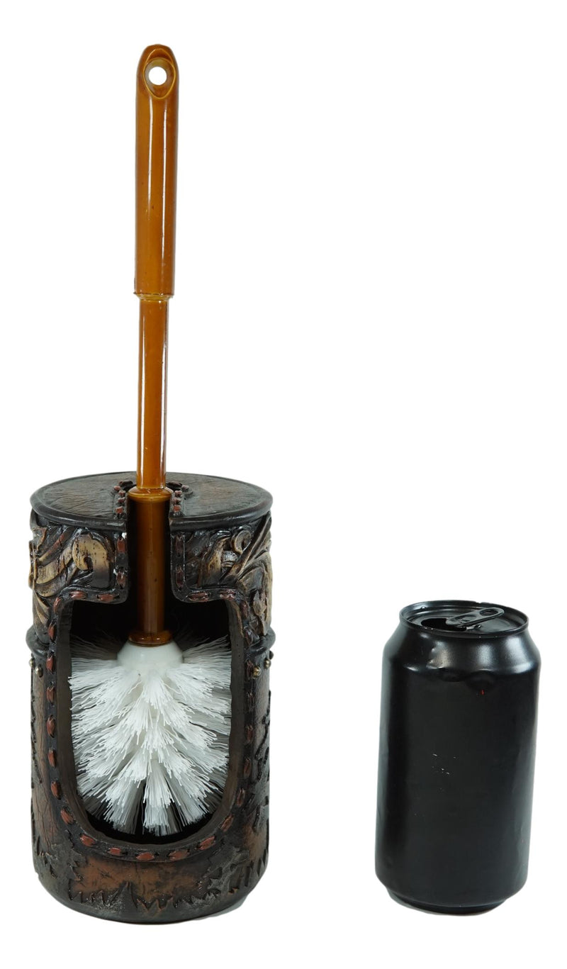 Western Country Cowboy On Horses With Floral Pattern Toilet Brush and Holder Set