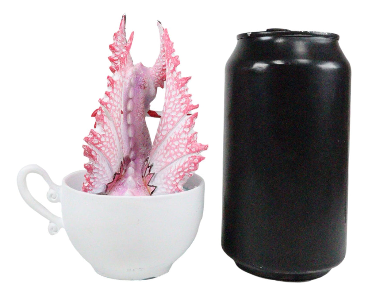 Ebros Amy Brown Holiday Holly Peppermint Candy Cane Pink Dragon In Tea Cup Figurine