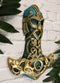Ebros Turquoise Gold Colored Thor Hammer Viking God Thor's Mjolnir Wall Decor