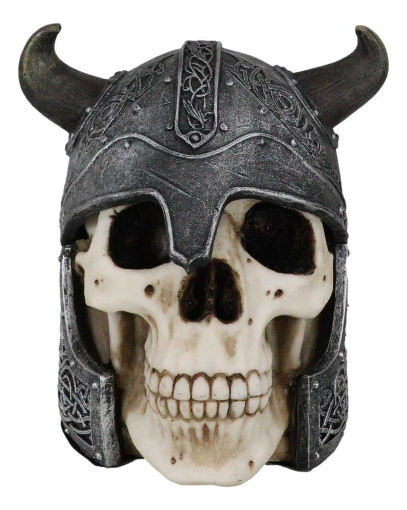 Viking Lord Chieftain Horned Helmet Skull Jewelry Box Figurine Sculpture