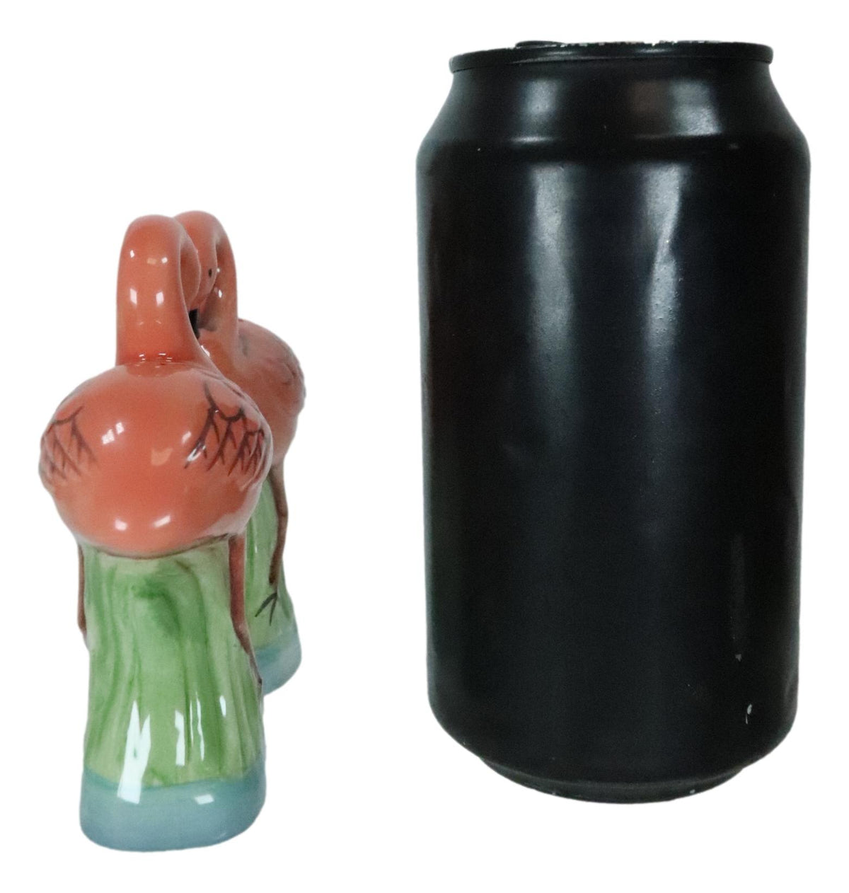 Ceramic Tropical Paradise Birds Love Pink Flamingos Salt and Pepper Shakers Set