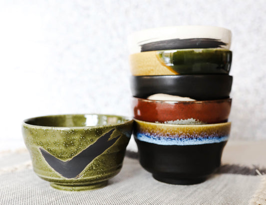 Pack Of 6 Made In Japan Colorful Abstract Art Kiln Natural Glazed Ceramic Bowls - Ebros Gift