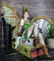 Ebros Steampunk Burlesque Traveler Fairy Sitting On Suitcases Figurine 9" H Victorian Atlas Globe Faerie with Clockwork Wings (Suitcase Atlas)