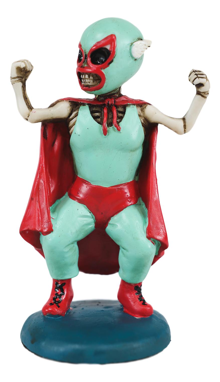 Ebros DOD Luchador Superman Red Cape Skeleton Mexican Wrestler Figurine - Ebros Gift