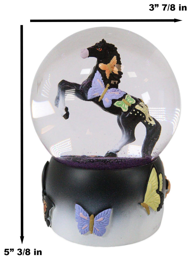 Trail Of Painted Ponies Western Black Beauty Butterflies Horse Water Globe Decor