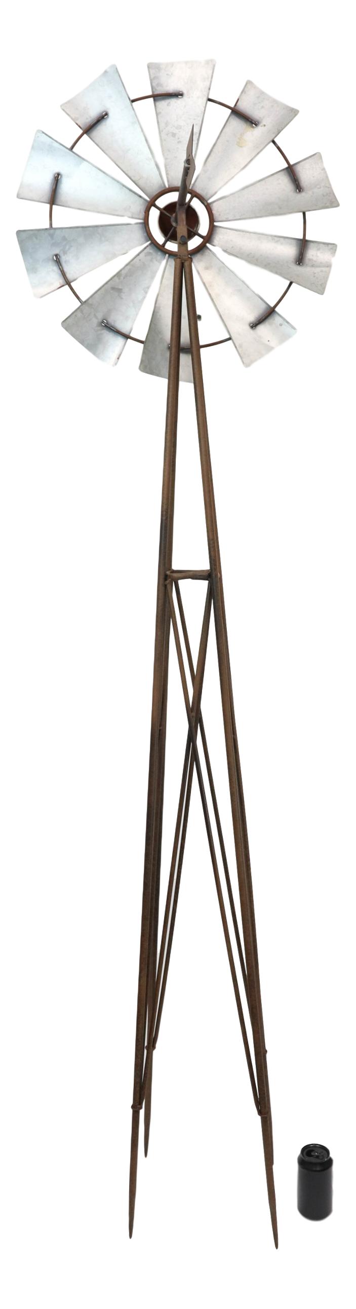 81"H Oversized Rustic Western Country Farm Windmill Outpost Galvanized Metal
