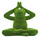 Ebros Meditating Yoga Frog Garden Statue in Flocked Artificial Moss Finish
