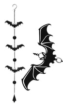 Guardian Of The Night Triple Bats Metal Beaded Wall Hanging Mobile Wind Chime