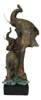 Ebros 15"H Safari Jungle Elephant With Trunk Up Bust Statue On Pedestal Base