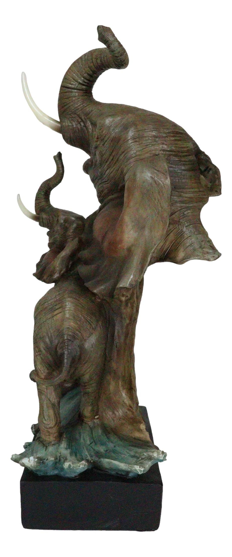 Ebros 15"H Safari Jungle Elephant With Trunk Up Bust Statue On Pedestal Base