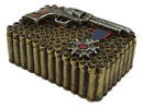 Western Six Shooter Pistol Ammo Shells Gold Tone Bullets Decorative Box 7"L