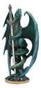 Ebros Ram Skull Blade Ruth Thompson Green Dragon Statue with Dragon Letter Opener Blade 10" Tall Dragon Blade Series Collection Mythical Fantasy Decor Sculpture