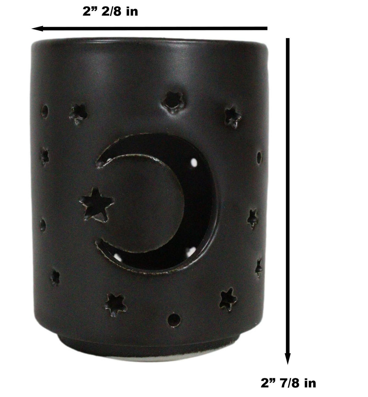 Wicca Mystical Moon And Stars Cutout Ceramic Black T-Light Votive Candle Holder