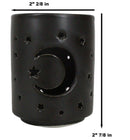 Wicca Mystical Moon And Stars Cutout Ceramic Black T-Light Votive Candle Holder