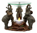 Ebros Trio Elephants Oil Warmer Statue Wax Tart Burner Aroma Diffuser Figurine