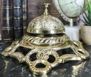 Large Vintage Antique Style Ornate Floral Victorian Brass Front Desk Hotel Bell