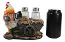 Farm Hay Wagon Sunflower Mother Hen & Chicks Salt Pepper Shakers Holder Figurine