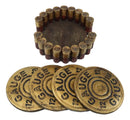 Western Shotgun 12 Gauge Bullet Shells Round Coaster Holder with 4 Coasters Set