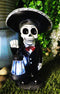 Day Of The Dead Skeleton Mariachi Singer Statue With Solar Powered Lantern LED