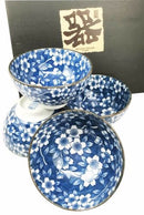 Made In Japan 4 Pc Floral Blossom Ceramic Dining Bowls For Rice Or Soup 4.5"Dia