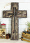 20"H Vintage Rustic Layered Crucifix Roman Driven Spike Nails With Wall Cross