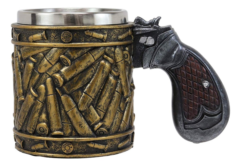 Western Pistol Gun Ammo Bullet Shells Beer Stein Tankard Coffee Cup Mug 12oz