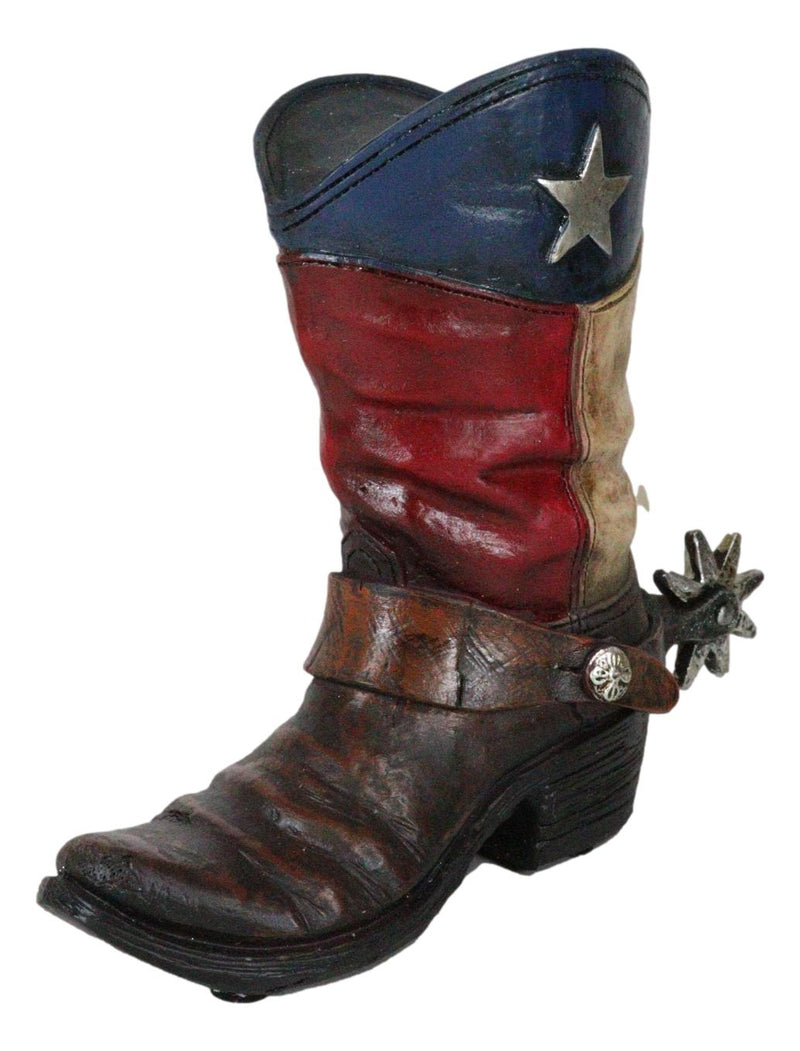 Rustic Western Patriotic Texas State Flag Cowboy Boot Money Coin Piggy Bank
