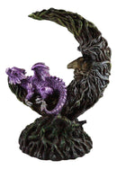 Ebros Purple Dream Dragon Nestling in Greenman Crescent Moon LED Figurine