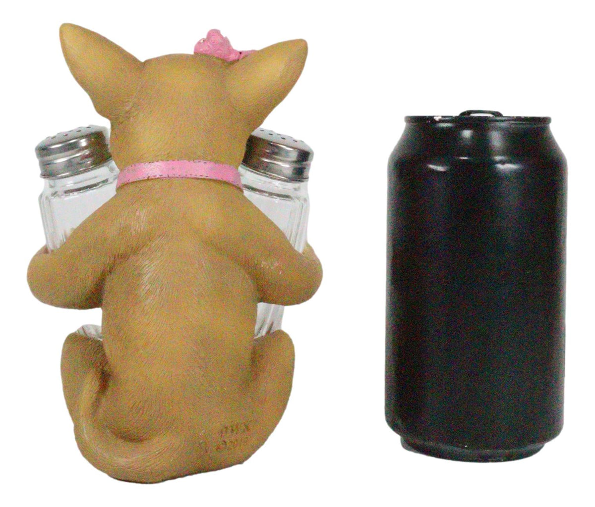 Ebros Bonita Pretty In Pink Girl Chihuahua Dog Salt And Pepper Shakers Holder
