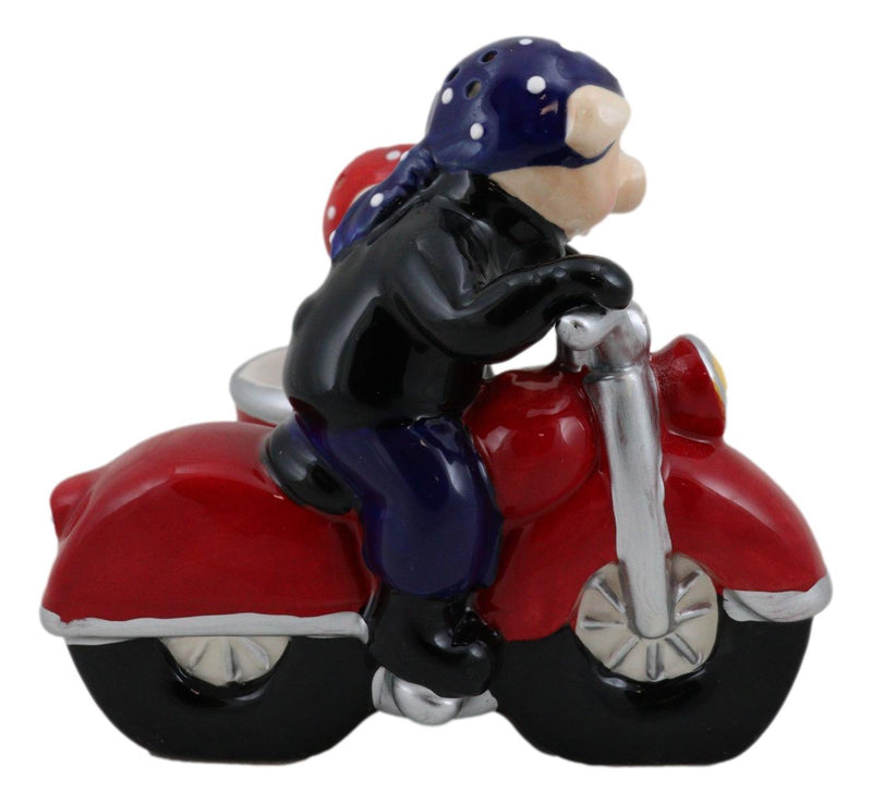 Hog Riders Biker Pig Couple Riding Motorcycle Side Car Rig Salt Pepper Shakers