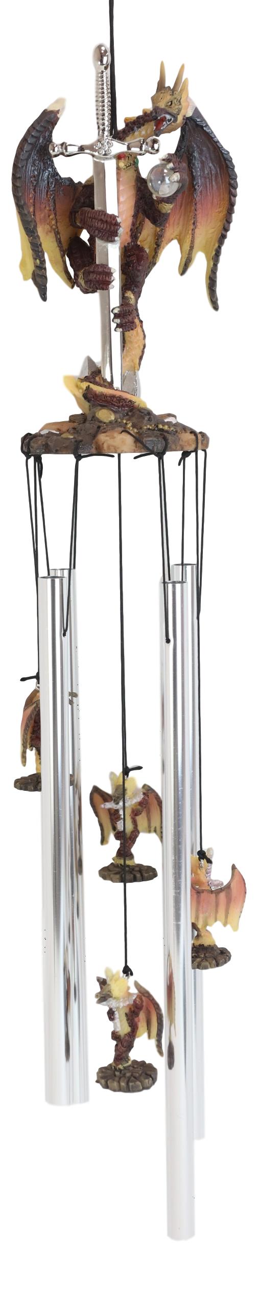 Excalibur Sword Fire Night Dragon Resonant Relaxing Wind Chime Garden Patio