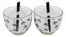 Japanese Design Ceramic String Flowers Ramen Noodles Bowl & Chopsticks Set of 2