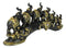 Elephant Herd On Great Migration On Black Tusk With Golden Scrollwork Figurine