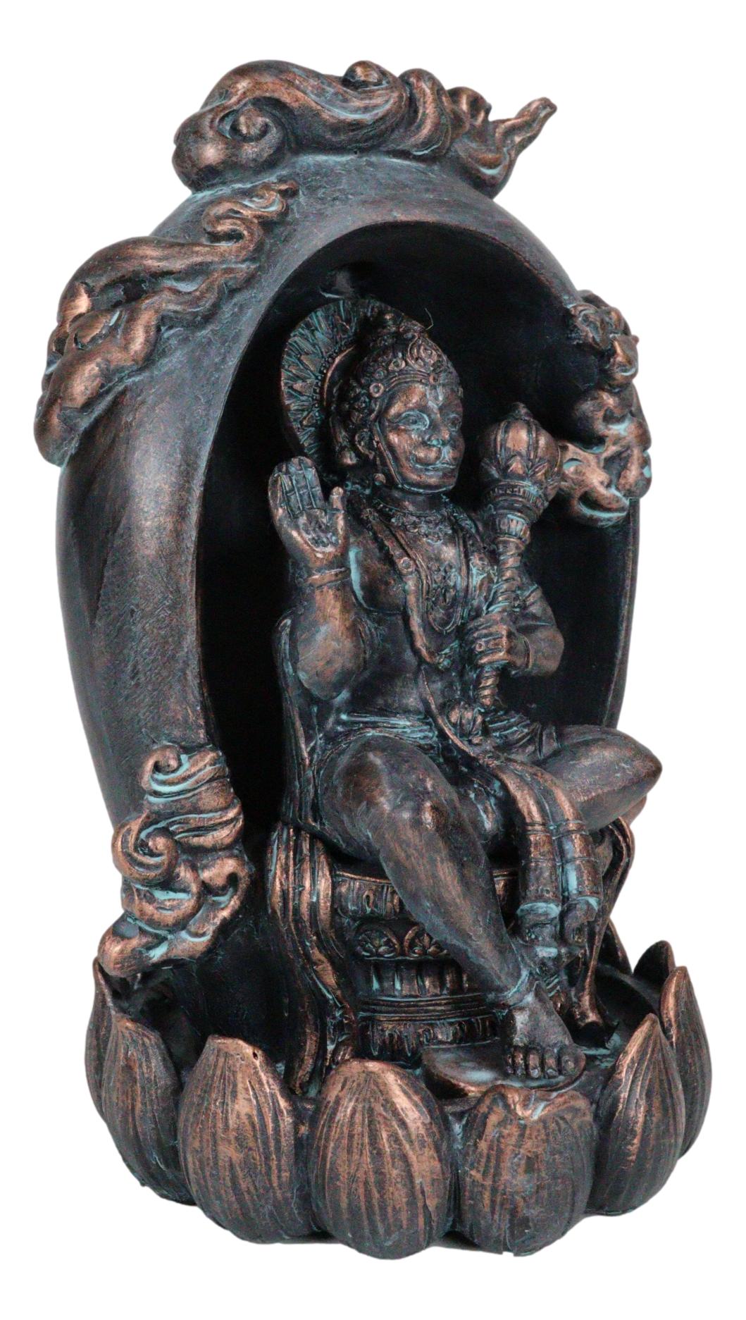 Hindu Buddha Hanuman Monkey God On Lotus Backflow Cone Incense Burner Figurine