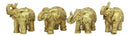 Thai Golden Elephant Feng Shui Figurine Set Of 4 Trunk Raised Elephants 3.5"Long