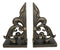 Ebros Rustic Cast Iron Ornate Fleur De Lis Bookends Set Statue 8.5" Tall in Faded Bronze Antique Finish 6.25" H French Royal Stylized Lily Decorative Office Study-Room Library Desktop Decor Figurines