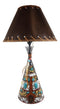 Southwestern Indian Teepee Hut Dreamcatcher Feathers Turquoise Rocks Table Lamp