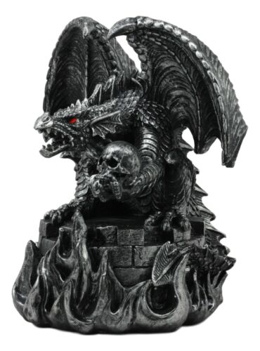 Ebros Aztec Quetzalcoatl Merciless Dragon with Human Skull Sacrifice Statue 10" Tall Fantasy Dragon Beast Sculptural Resin Home Decor