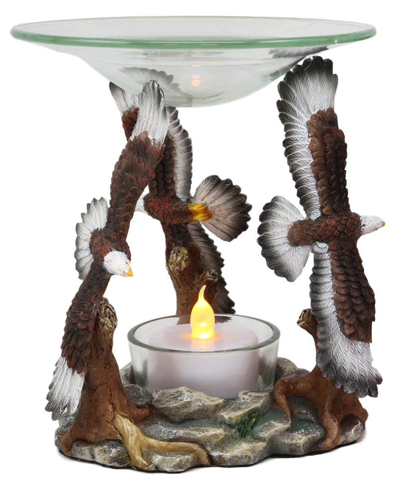 Ebros King Of The Sky Soaring Trinity Bald Eagles Oil Wax Warmer Candle Holder Statue