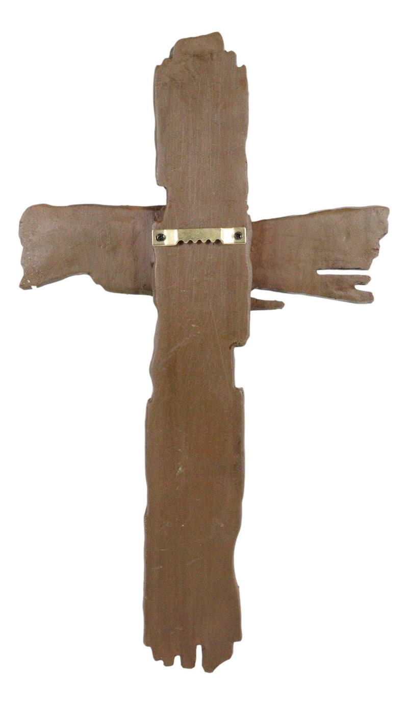 Rustic Western Country Rugged Faux Driftwood Distressed Wood Wall Cross Plaque