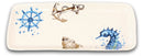 Nautical Marine Blue White Seahorse Helm Shell Ceramic Platter Plate Pack Of 2