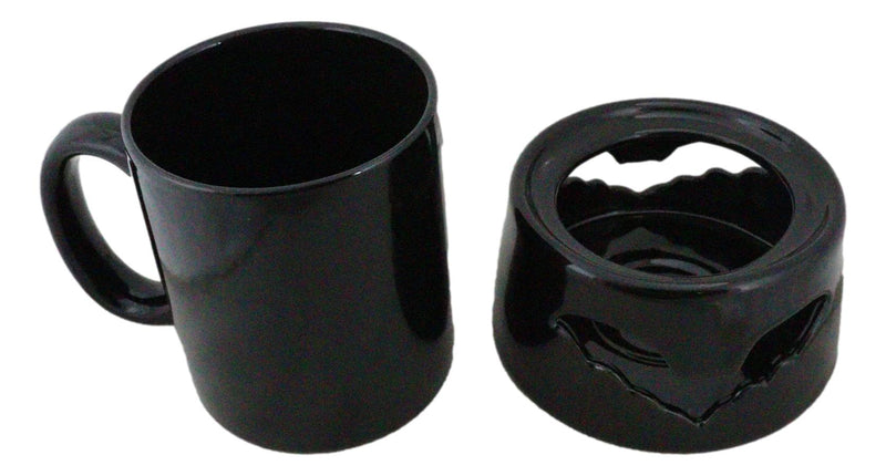 Wicca Vampire Bat Black Cup With Candle Holder Mug Warmer Shadow Caster Set