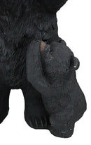 Western Black Mother Bear With Cub Toilet Paper Holder Floor Standing Figurine