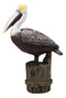 Ebros Gift 9" Tall Ocean Marine Beach Coastal Diving Brown Pelican Perching On Getty Post Statue Home Decor Birds Pelicans Nature As Centerpiece Decorative Sculpture Figurine