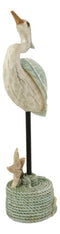 Blue Heron On Beach Getty Post With Starfish And Fishing Net Decorative Statue