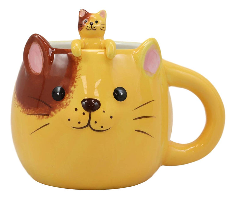 Ebros Adorable Whimsical Orange Cat Mug Drink Cup 16oz
