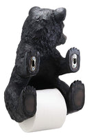 Ebros Large Stinky Stool Pooping Black Bear Toilet Paper Holder Figurine 13.5"Tall Powder Room Bathroom Wall Decor Plaque For Rustic Cabin Hunting Lodge Animal Bears Sculpture