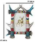 Colorful Boho Southwest Rustic Buckhorn Stag Deer Antlers Picture Frame 4"X6"